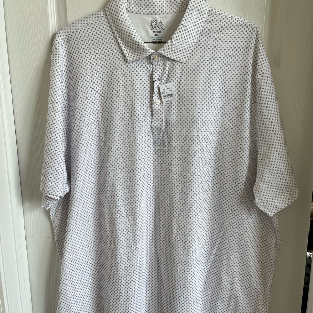 Jos. A. Bank pollo shirt, men’s, traveller, 4xlt, trailer fit, white, #11